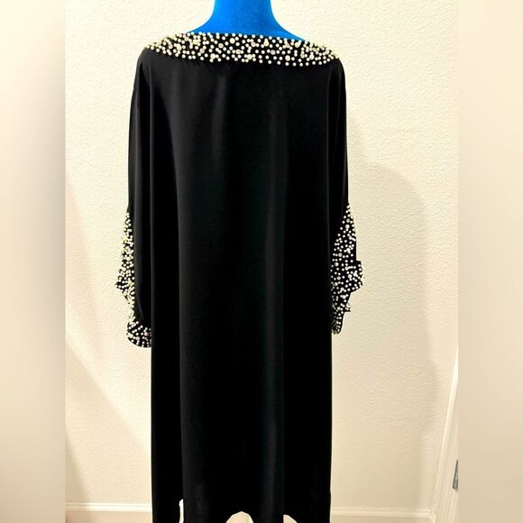 Elegant Black Dress with Pearl Accents DARKWIN made in Turkey - Picture 5 of 8